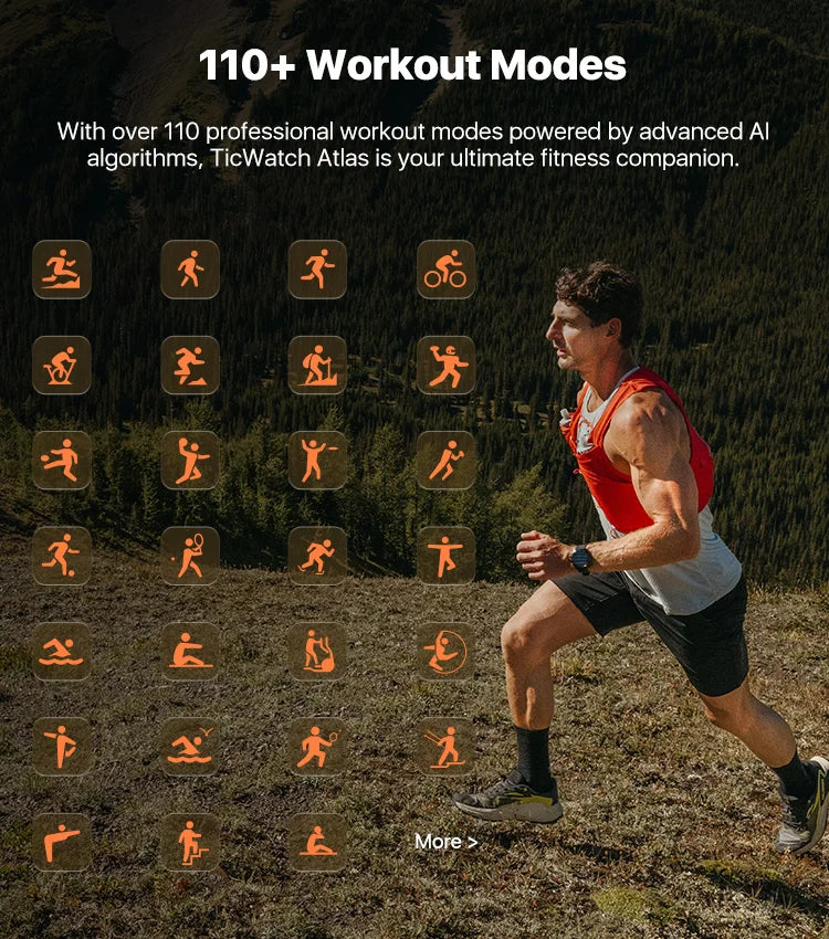 TicWatch Atlas Silver Smartwatch( Refurbished), GPS, barometer, compass, 110+ workout, only for Android