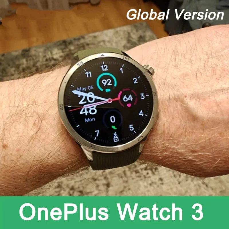 100% New OnePlus Watch 3 Global Version Smart Watch  32GB 1.5'' AMOLED Snapdragon W5 Wear OS by Google GPS NFC IP68 5ATM