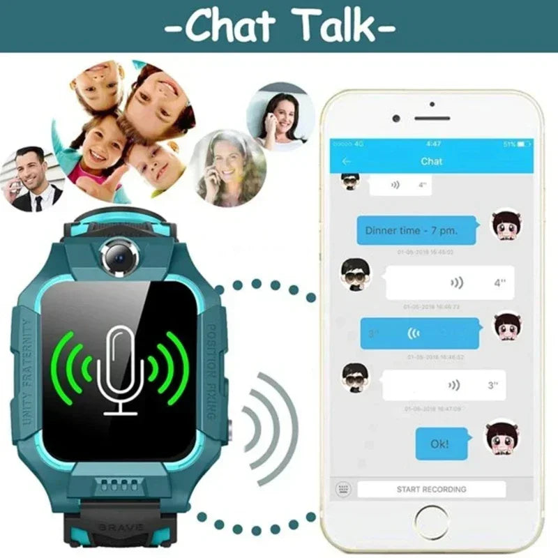 Lenovo Kids Smart Watch SOS GPS Location Sim Card Camera Heart Rate Monitoring Bluetooth Calling Waterproof Gift For Android