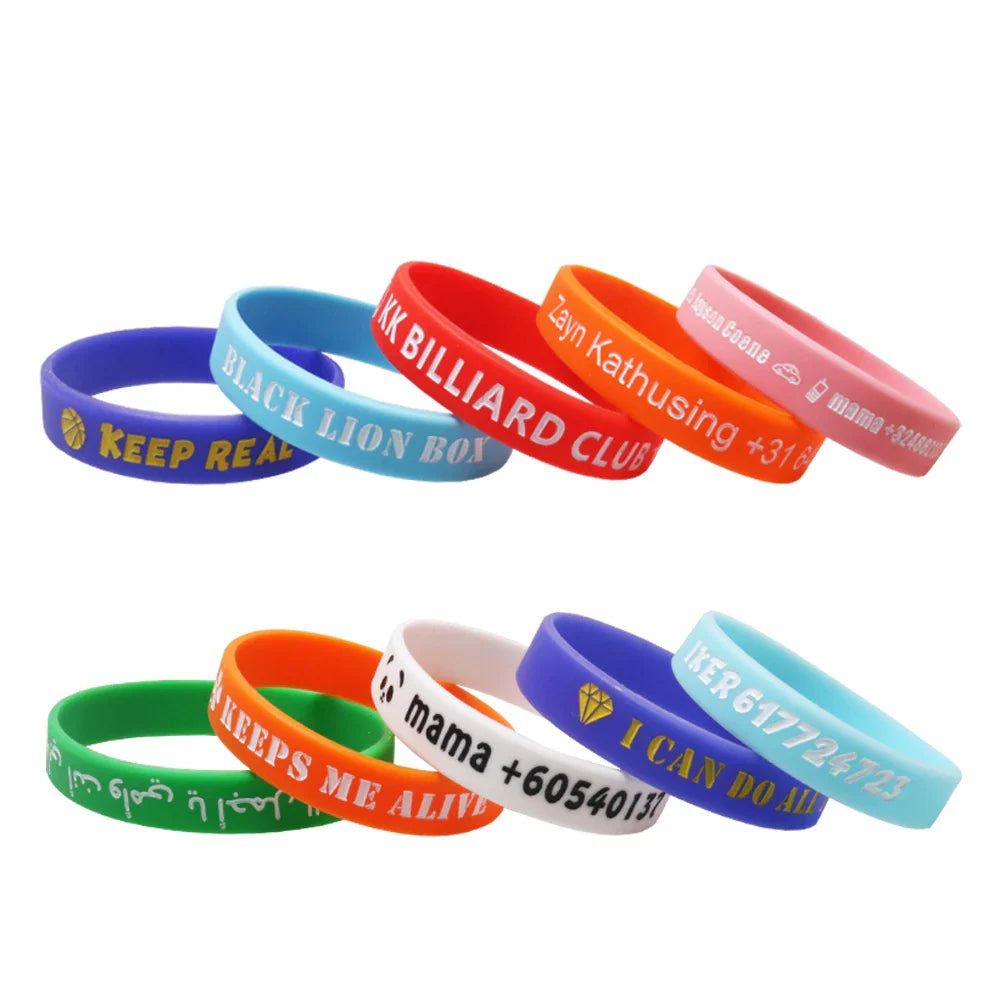 1 Lot Wholesale Custom Silicone Bracelet Custom Silicone Wristband Personalized Bangles Band for All Even Waterproof Not Fading