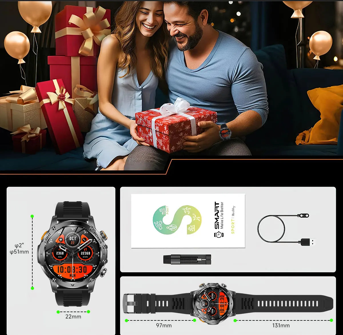 2025 New GPS Outdoor Sports Smart Watch Men AMOLED Screen NFC Flashlight Heart rate Waterproof Bluetooth Call 1000mAh SmartWatch
