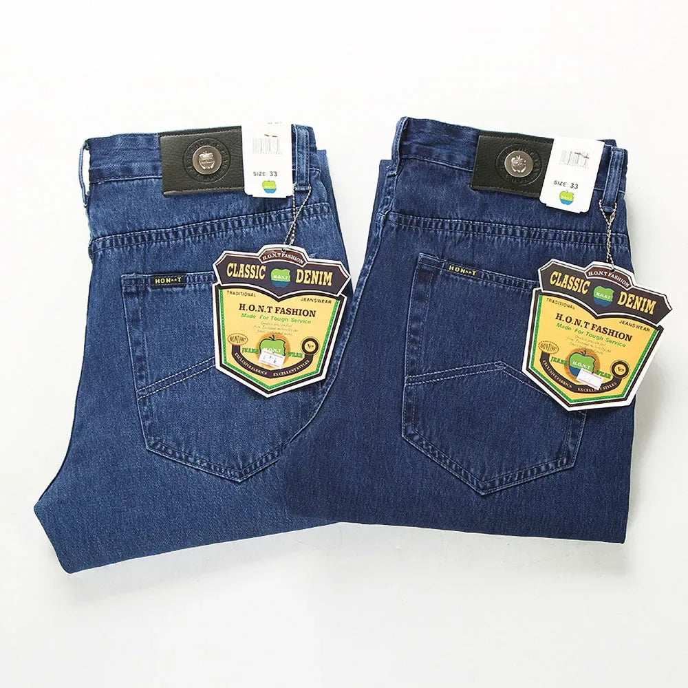 Loose Jeans Men Business Cotton Fabric Summer Classic Brand Straight Denim Pants