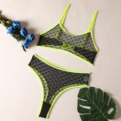 Lingerie Set Polka Dot Women Underwear See Through Bra Panty Set