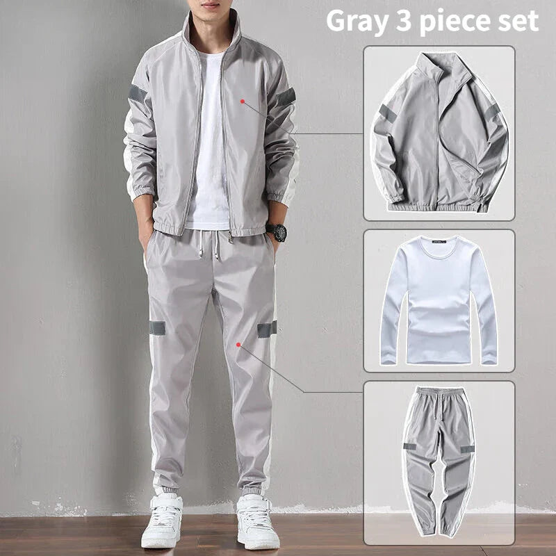 Sports Suit Men's Spring and Autumn Casual Running Sportswear Cardigan Casual Sweater Three-piece Suit