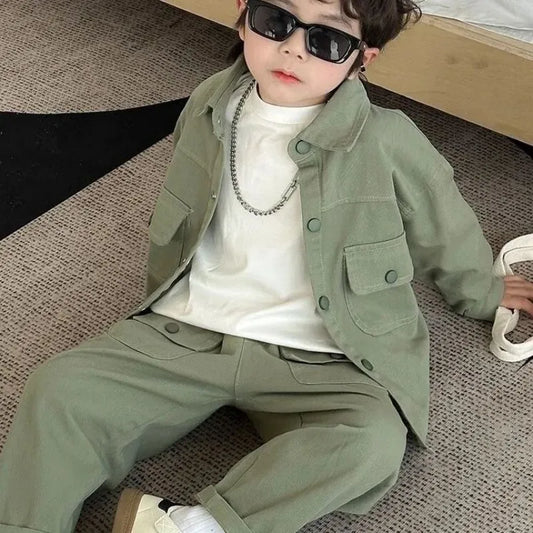 Boys Suit Coat+Pants Cotton 2Pcs/Sets 2025 Lasted Spring Autumn Sports Sets Teenagers Tracksuit Children Clothing