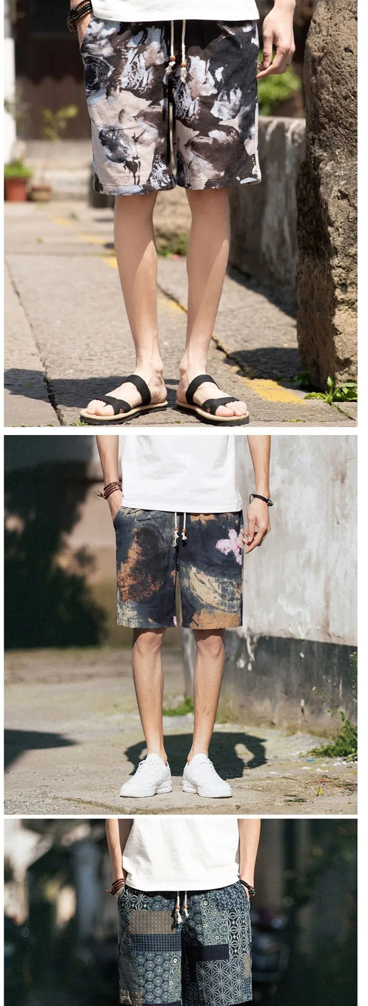 2026 Summer New Boutique Flower Cotton Linen Men's Casual Beach Shorts Men's Comfortable Breathable Leisure Shorts Male XXXXXL