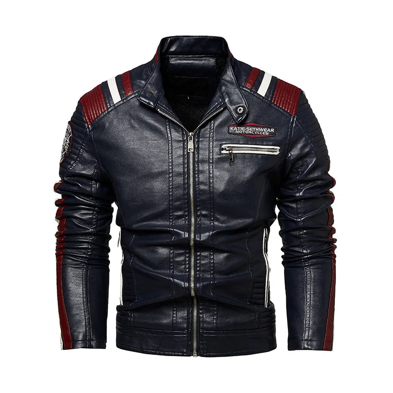 Mens Vintage Motorcycle Jacket Men Fashion Biker Leather Jacket Male