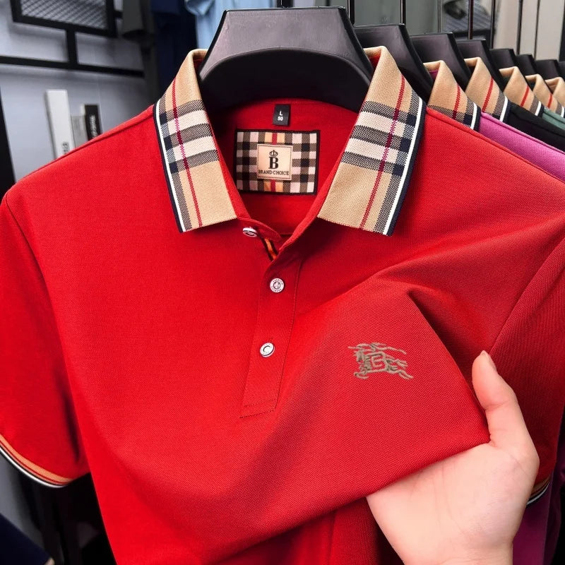 Designer fashion brand short sleeve polo shirt men summer new luxury exquisite embroidery high-end business casual Paul T-shirt