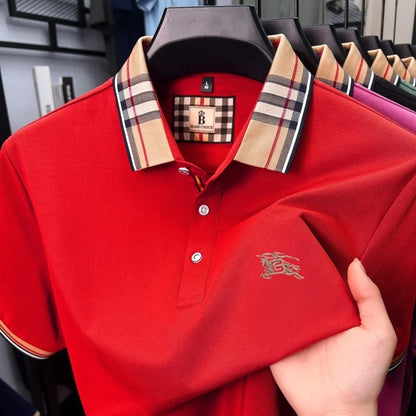 Designer fashion brand short sleeve polo shirt men summer new luxury exquisite embroidery high-end business casual Paul T-shirt