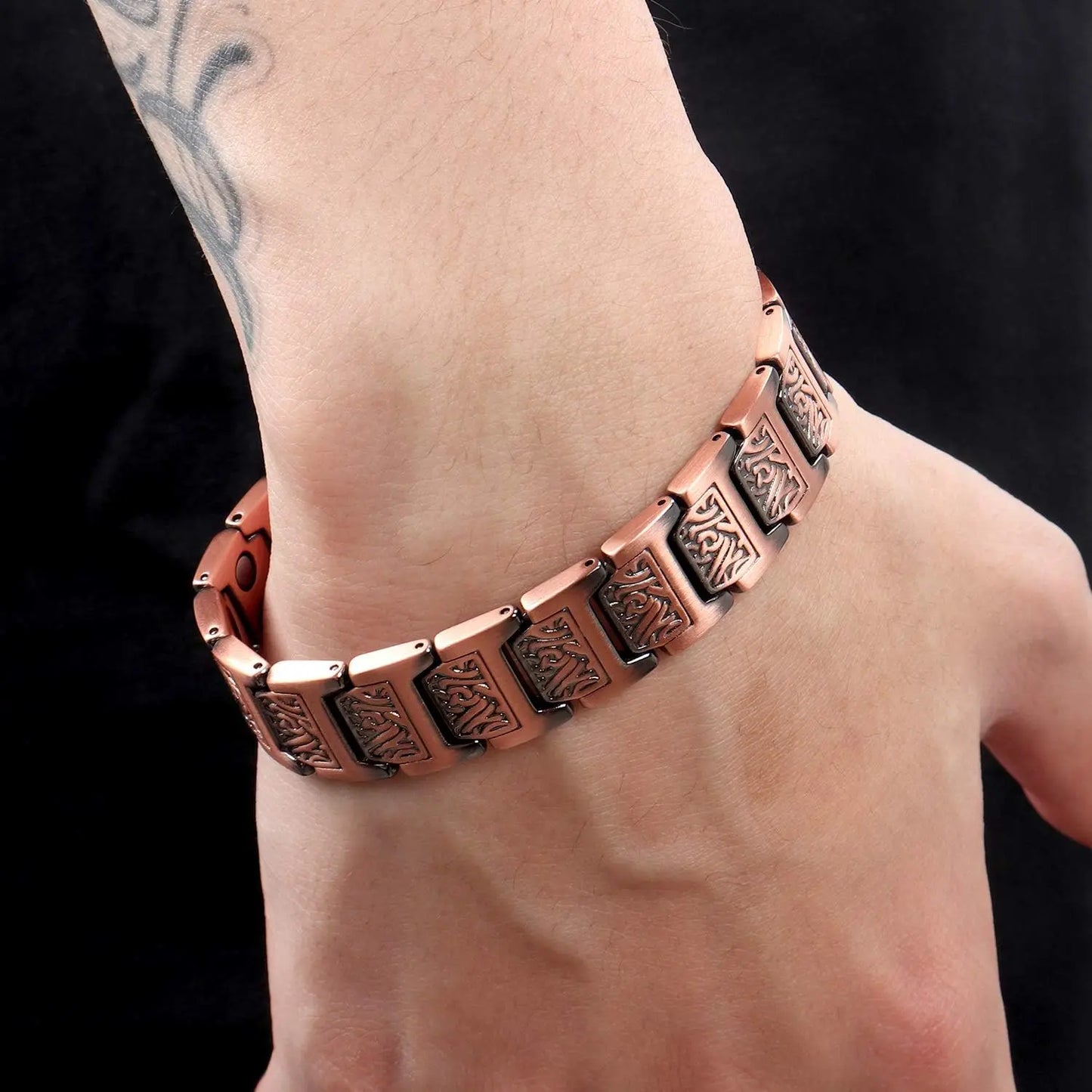 ARADOO Copper Bracelet for Men Pure Copper Neodymium Magnetic Link Bracelets Jewelry Gift