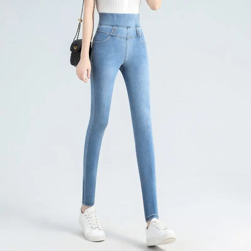 Korean Fashion Women Big Size Skinny Jeans Spring Autumn Streetwear Casual Trouser