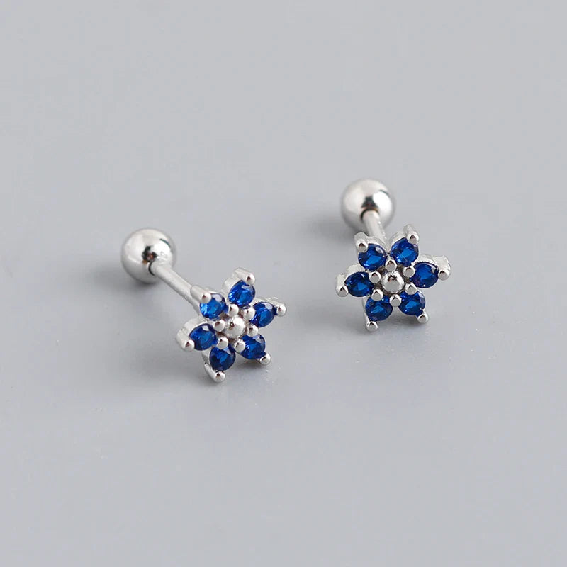 WANTME 925 Sterling Silver Fashion Korean Petal Screw Bead Stud Earrings for Women Charm Ear Bone Piercing Jewelry Accessories
