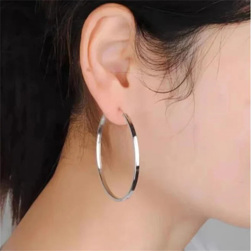 Senlissi - New Fashion 18K Gold Plated Hoop Earrings For Women 925 Sterling Silver Earring Cерьги Kольца Jewelry Girlfriend Gift