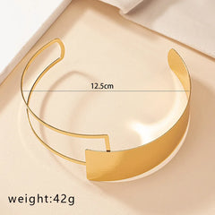 Large Opening Width Torques for Women Simple Gold Color Metal Geometric Choker