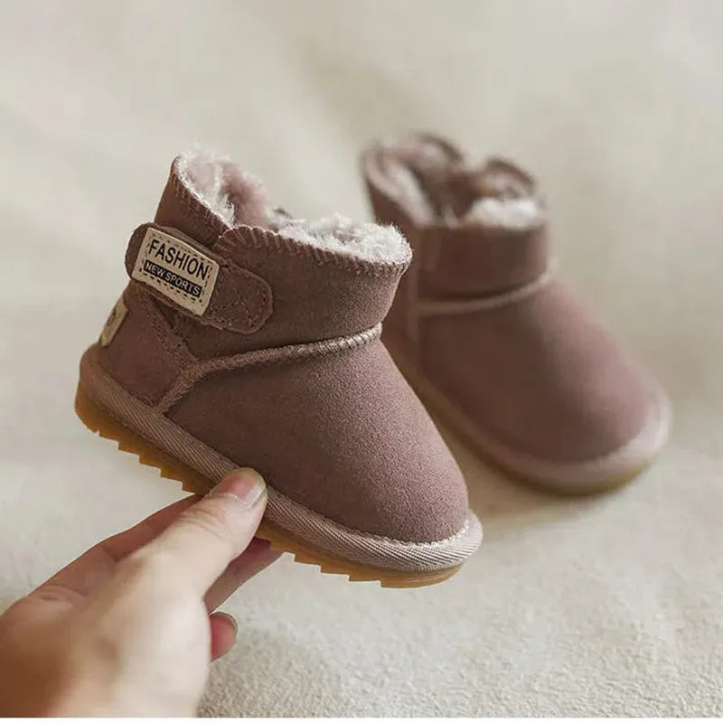 Baby Snow Boots Warm Plush Leather Toddler Shoes Fashion Boys