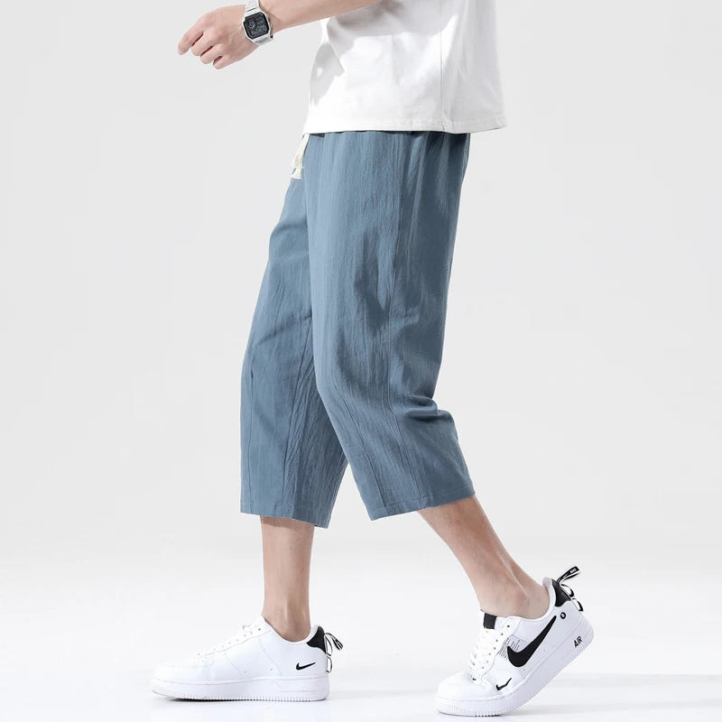 Summer Casual Linen Short Pants New Cotton Straight Mens Lightweight Shorts Large Solid Color Gym Fifth Beach Short Pants