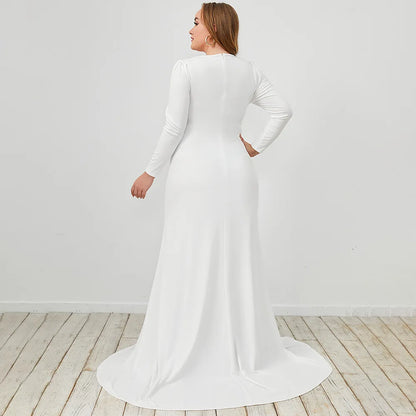 Roken Evan 2022 Plus size Women's Evening Dress Elegant and sexy white slim dress with big swing Party Dress wedding bridesmaid