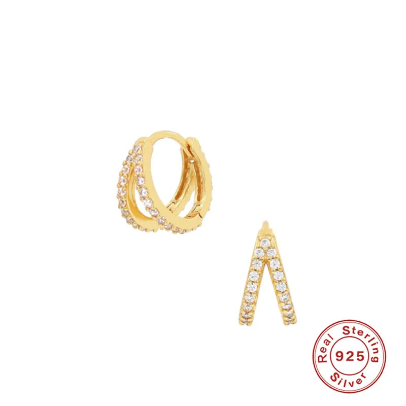 CANNER Ins Star Anise 925 Sterling Silver  Earring For Women Hoop Earrings Crystal Fine Jewelry Glossy 18K Gold Mom Gift Trend