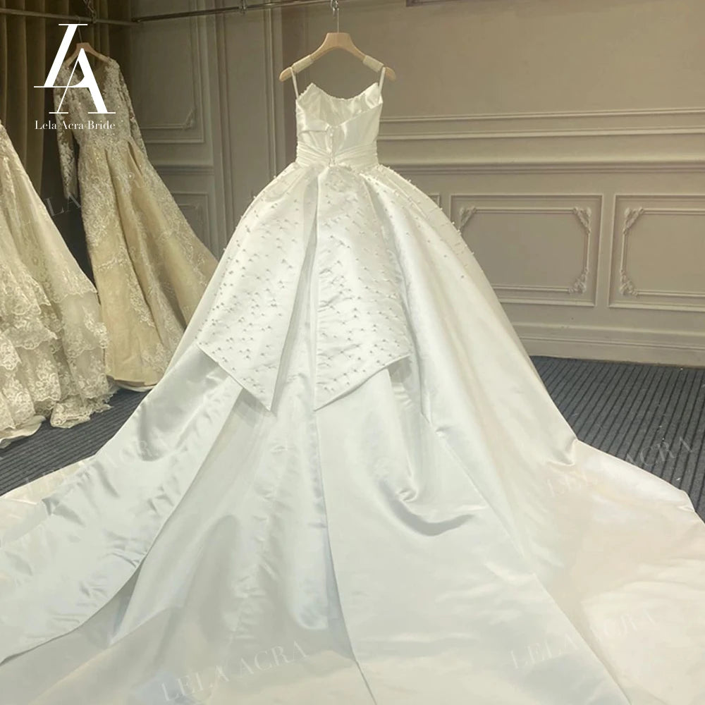 White Bridesmaid Dresses: Wedding Dresses for women Sleeveless Court Train Princess
