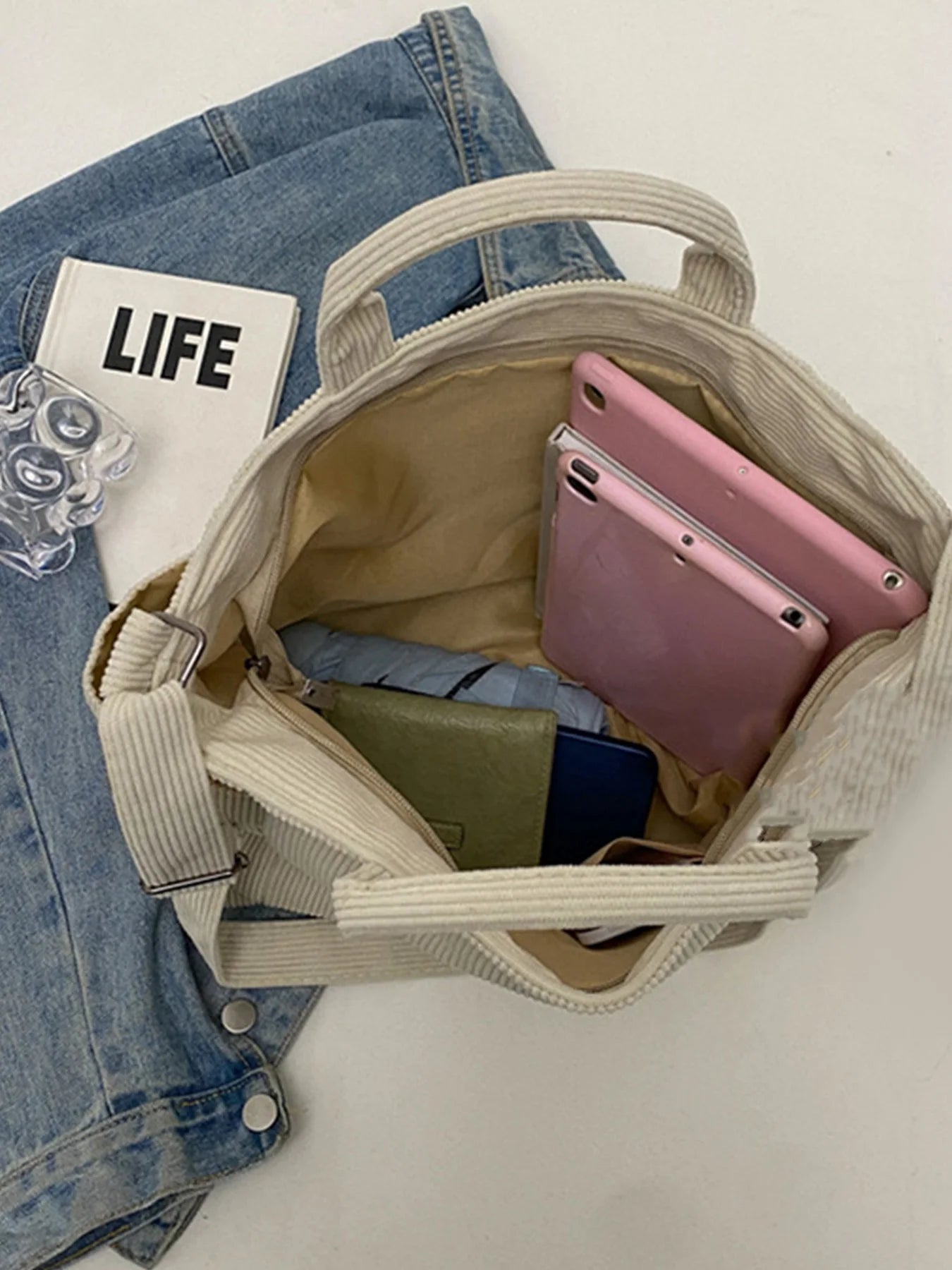Fashion Versatile Shoulder Bag College Wind Commuting Corduroy Square Bag Unisex