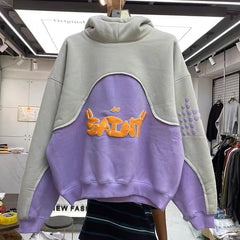 Three-dimensional foam splicing color hoodie plus fleece hoodie men and women