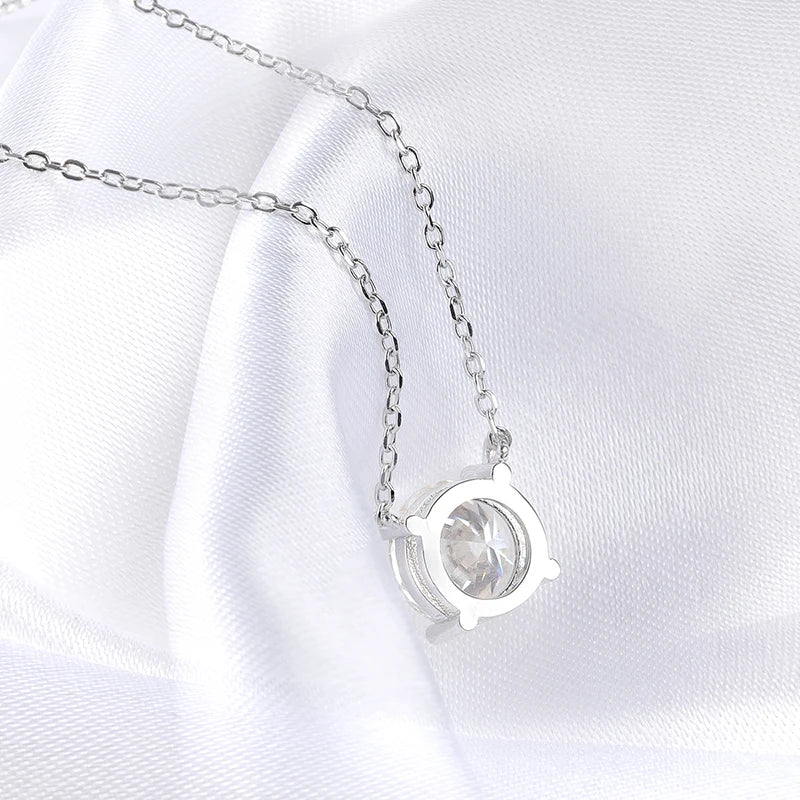 Smyoue White Gold Plated 1-10CT Moissanite Necklace for Women Classic Four Claws Pendant Wedding Jewelry 925 Sterling Silver