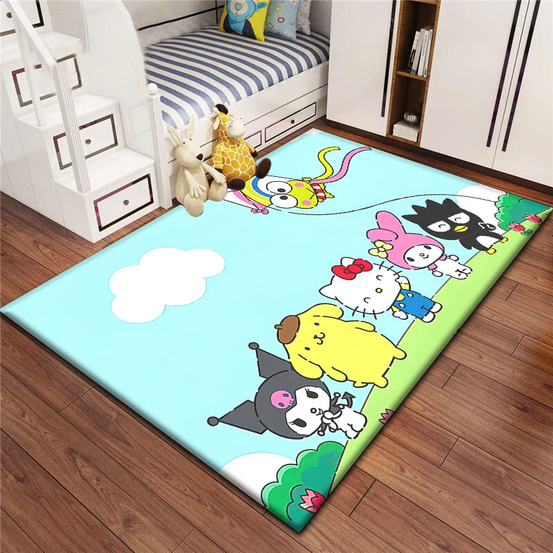 Kuromi Sanrio Lovely Carpet Rug for Living Room Bedroom Decoration Picnic Camp