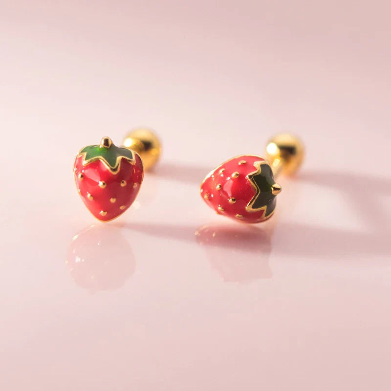 INZATT Real 925 Sterling Silver Mushroom Piercing Screw Ball Stud Earrings for Women Minimalist Fine Jewelry Plant Accessories