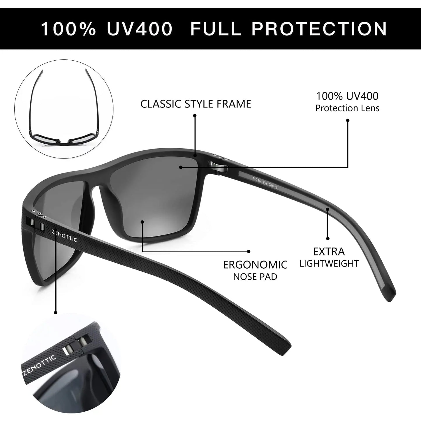 Sunglasses for Men: Shade Men Ultra light TR90 Frame UV400 Protection