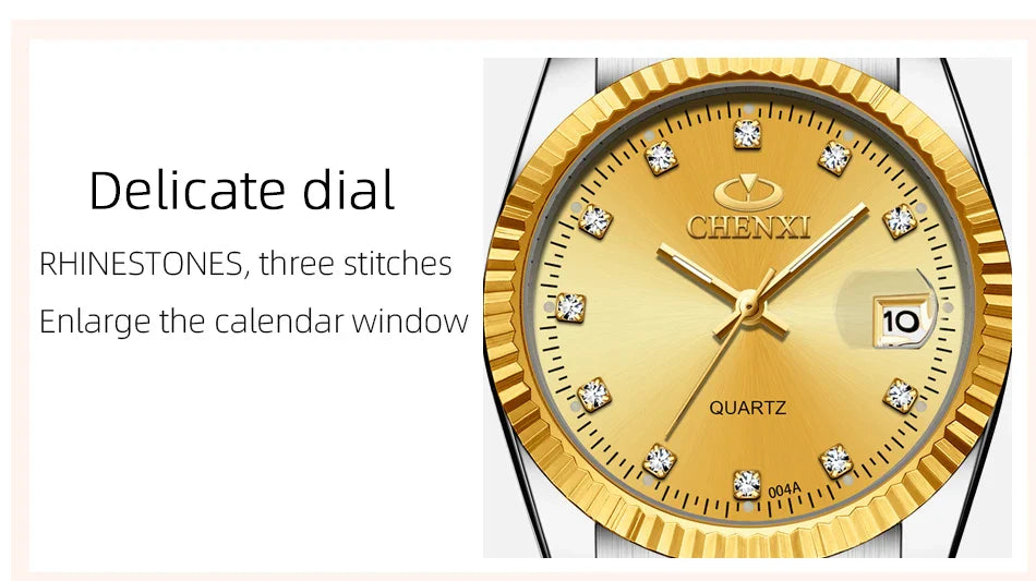 CHENXI Super Hot Sale Luxury Women's Watch Quartz Golden Stainless Steel Small Dial Charm Dress Trendy Wristwatch for Fashion La