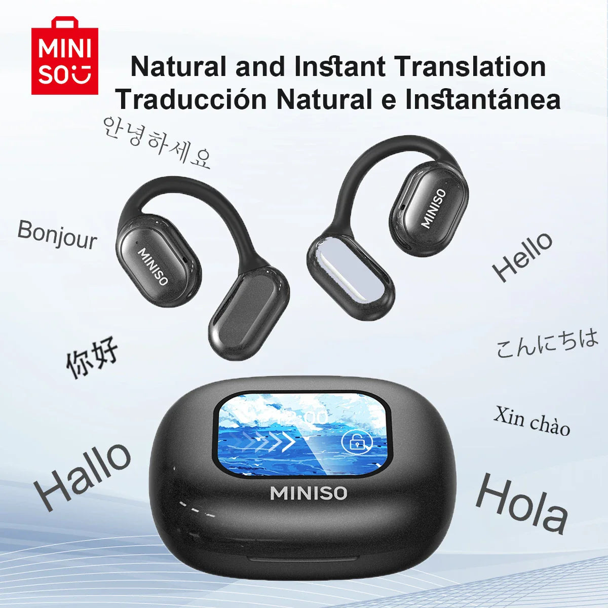 MINISO X30 Wireless Headphones Bluetooth Translation Earbuds Chat Headset Office Travel,real-time Translate Equalizer APP