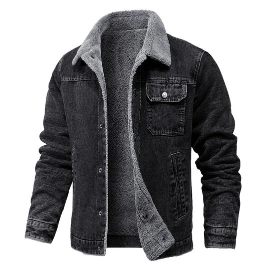 Winter Men's Denim Jackets Man Casual Fleece Warm Windbreaker Jacket