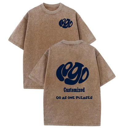 Custom Your LOGO Hip Hop Streetwear Men 100% Cotton T-shirts Oversized Washed Top Tee Unisex Summer Retro Brand Personalized