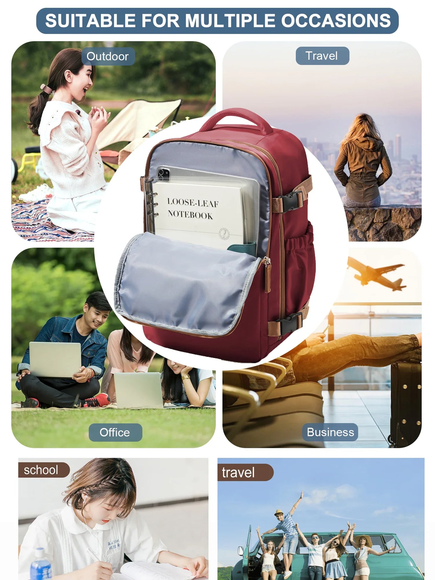 Travel Backpack Cabin Bag 40x26x18 Wizzair Carry-Ons, Aeroplane Men Women 15.6 inch Laptop Backpack, Waterproof Casual Bussiness