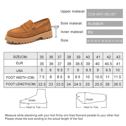 AIYUQI Women Loafers Shoes Suede Genuine Leather 2024 British Style Women's Spring Shoes Thick Bottom Large Size Ladies Shoes