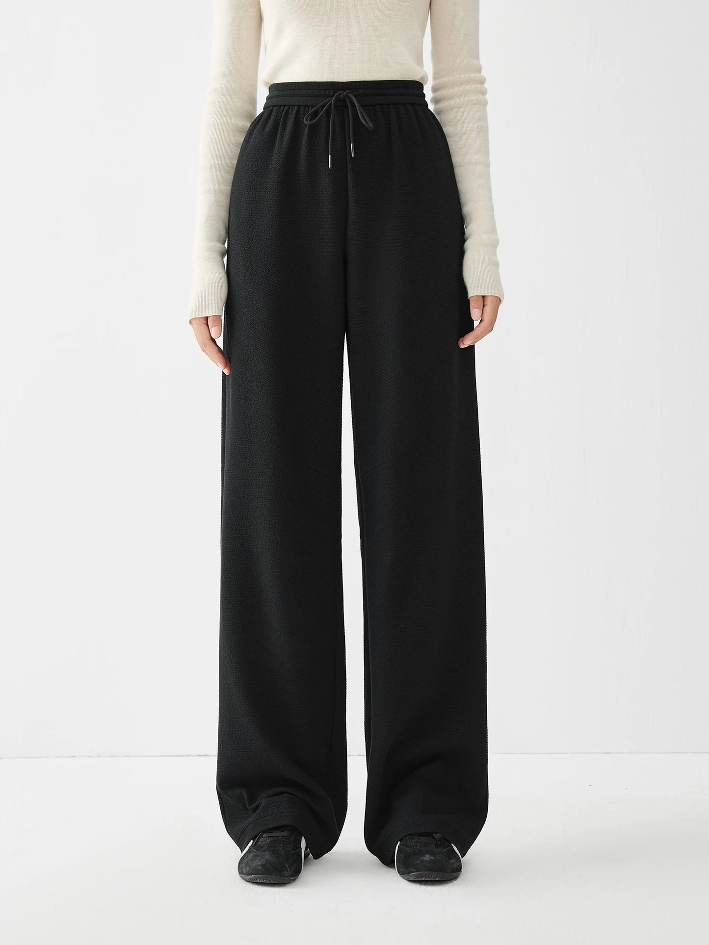 Women Casual Long Sweatpants Winter Thicken Black Commuter Pant