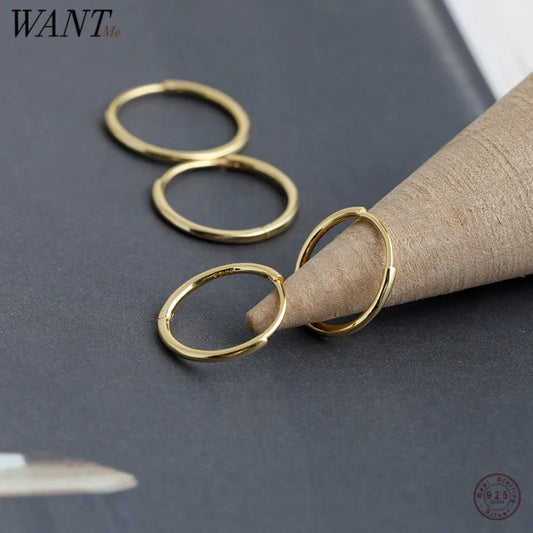 WANTME 925 Sterling Silver Fashion Simple Huggies Ear Buckle Accessories Minimalist Charm Ear Hoop Earrings for Women Jewelry