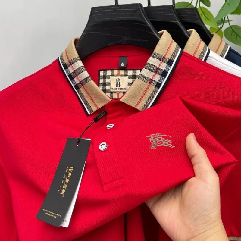 Designer fashion brand short sleeve polo shirt men summer new luxury exquisite embroidery high-end business casual Paul T-shirt