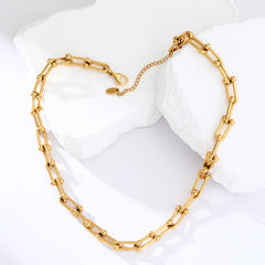 316L Stainless Steel Exaggerated Gold Color Thick Chain Pendant Necklace For Women