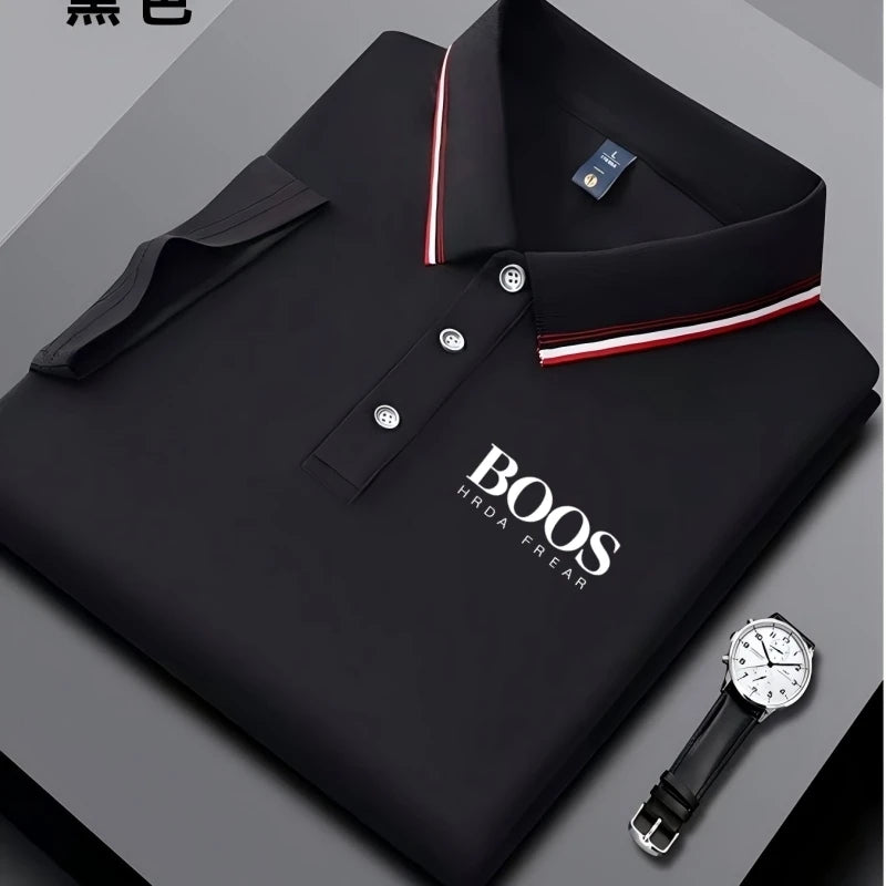 Embroidered New Men's Business Casual Short Sleeved Polo Shirt, Fashionable, Breathable, Comfortable and Versatile Top