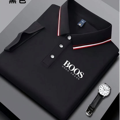 Embroidered New Men's Business Casual Short Sleeved Polo Shirt, Fashionable, Breathable, Comfortable and Versatile Top