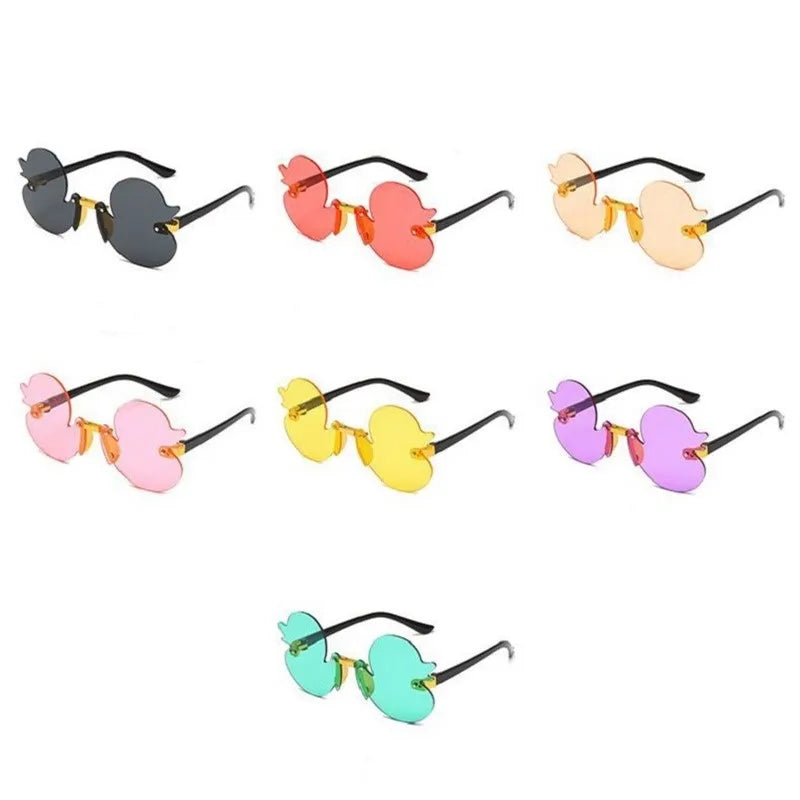 Fashion Children'S Sunglass Rimless Cartoon Duck Shape Sunshade Anti-Ultraviolet Glasses Party Decorative Glasses For Child Kids