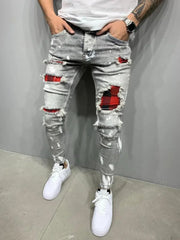 Hole European and American Fashion Streetwear Ripped Skinny Jeans