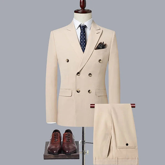 Tuxedo for Mens: Men's Casual Boutique Double Breasted Solid Color Business Suit