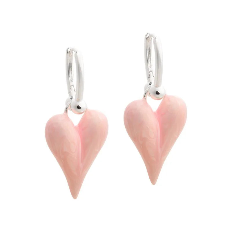 Fashion Jewelry Sweet Korean Temperament Heart Earrings For Women Party Gifts Simply Design Ear Accessories 2025 Trend New
