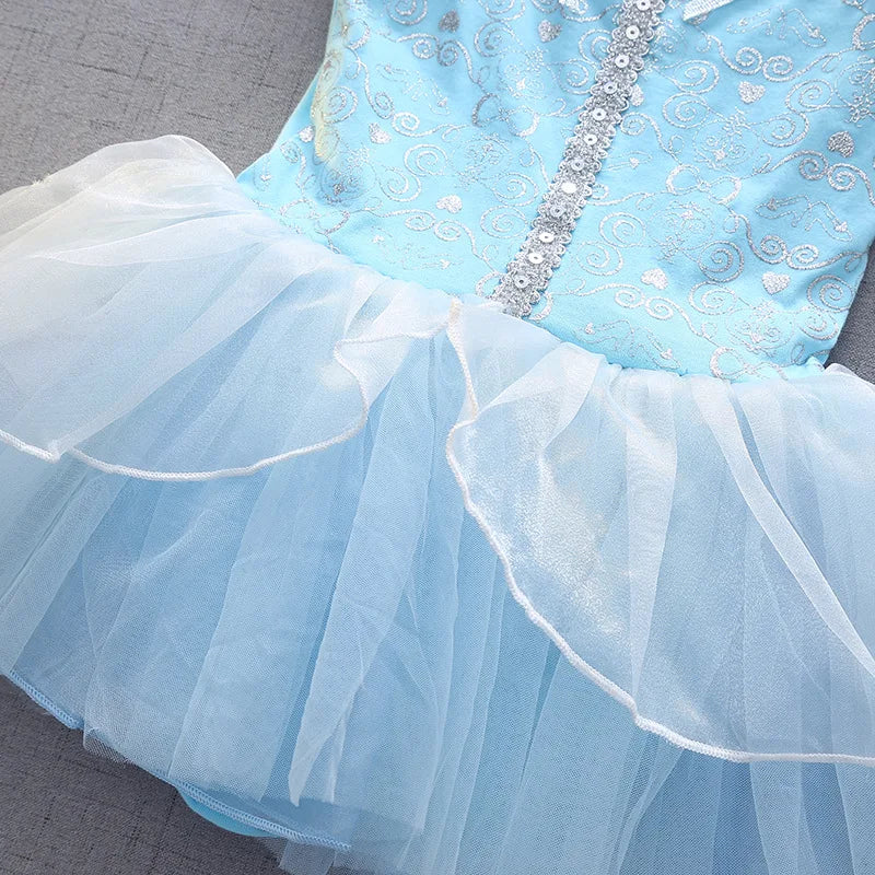 Children's Girl Party Dress Short Sleeved Princess Jumpsuit Crawling Clothes Princess Style Disney Dress A118