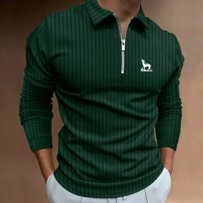 Men Fashion Long Sleeve Zipper Polo Shirt Men Casual Lapel Polo Shirt Fashion Polo Shirt Casual Men Polo Shirt Men Tops Polo