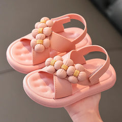 Kids Girls Sandals Platform Flats Princess Flower Children's Baby Summer Shoes Pink Soft