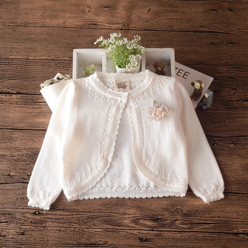Cotton Girls Cardigan Sweater Kids Jacket Cute Outdoor Sweet Shool Cardigan