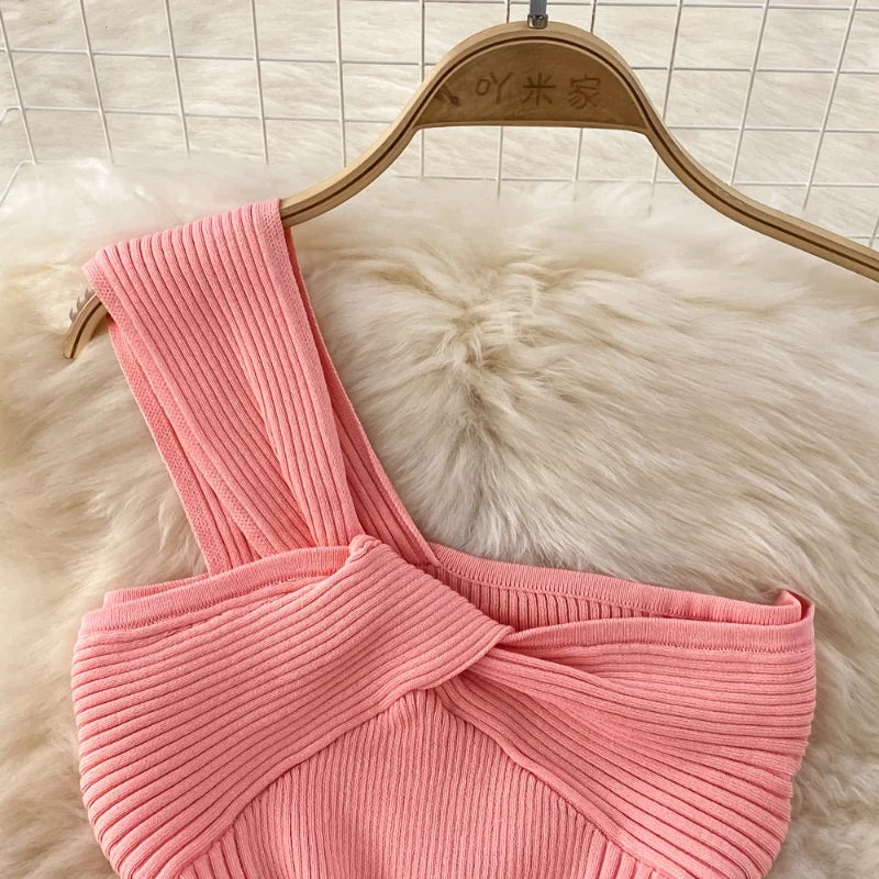 Formal attire Dresses:  Sleeveless Knit  Dress Slim High Waist Evening Party Dress